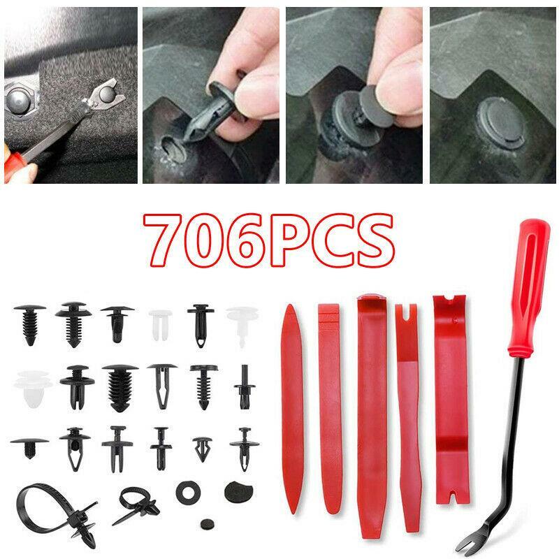 Clips, car body sales, mudguards, anti-collision fasteners, rivets, screwdrivers, tools 706pcs- n