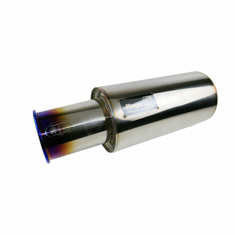 2.5 ID 4 OD Rolled Straight Exhaust Muffler Tip 6 Body Resonator Blue