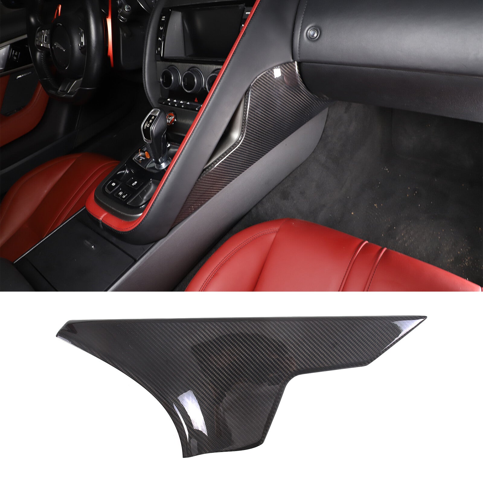 Carbon fiber center control right-side trim panel for Jaguar for F-Type 13-22- n