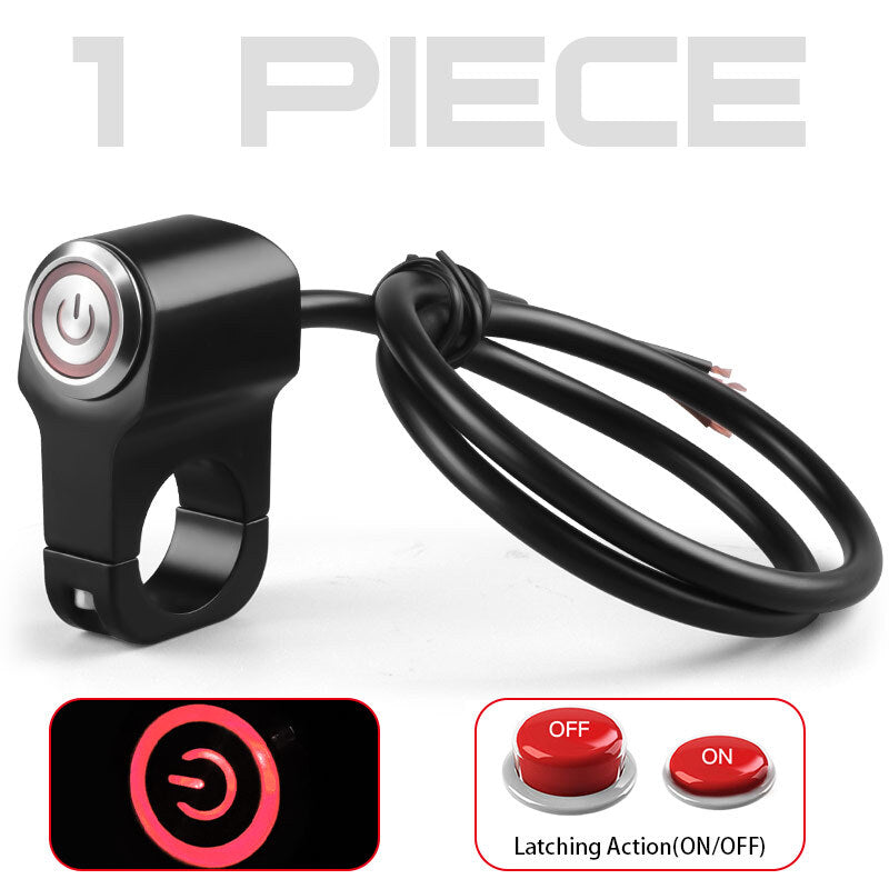 7/8 Motorcycle ATV Handlebar Switch Headlight Fog Spot Light ON/OFF Button Red