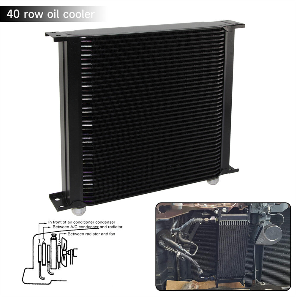 40 Row AN10 Universal Aluminum Engine Transmission 248MM 7/8-14 UNF Oil Cooler