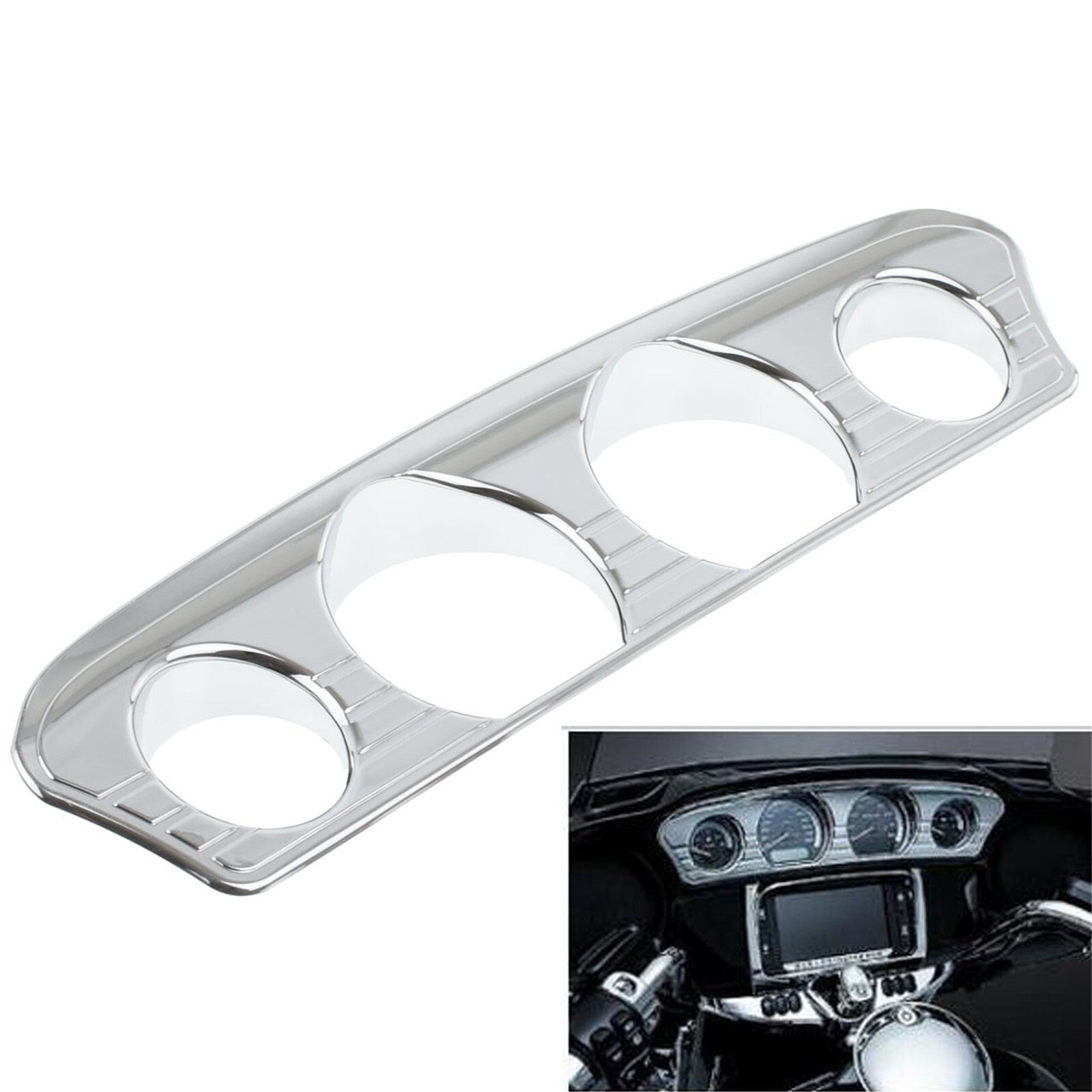 Chrome Tri-Line Gauge Trim Covers Fit For Touring Electra Street Glide 2014-2023 Q