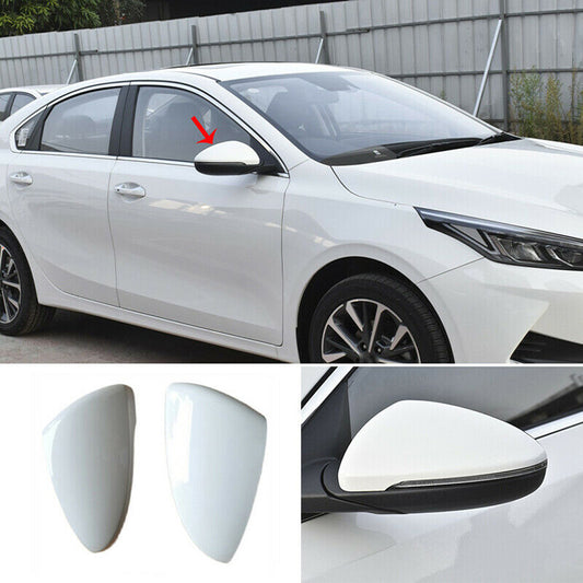 for Kia Forte 2019-2021 White Side Rear View Mirror Cover Cap Trim repair kit 2x