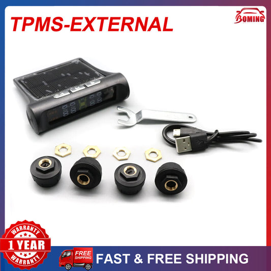 External Tire Pressure Monitoring System (TPMS) Sensors (USB + Solar-Powered Wireless Car LCD Screen with 4) Q