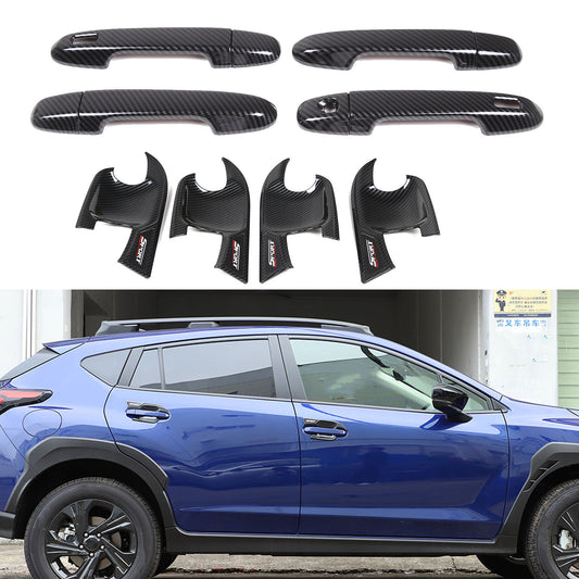 12-piece set of carbon ABS door handle cup lid trim for Subaru Crosstrek 2024-2025