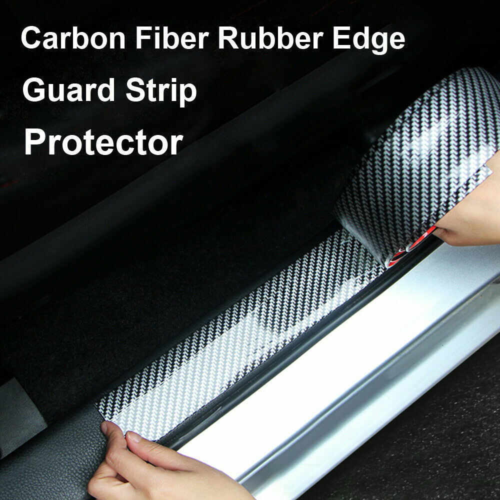 Plate Guard Protector 3CM*1M Car Carbon Fiber Rubber Edge Strip Door 3D Protect
