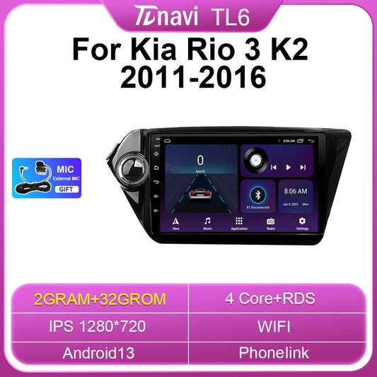 for KIA RIO 3 K2 2011-2016 Carplay Car Radio Navigation GPS Video Player Screen