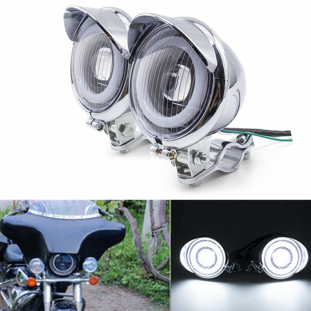 A Set LED Passing Spot Fog Light W/ Roll Cage Guard Bar Tube Mount Bracket Clamp Q