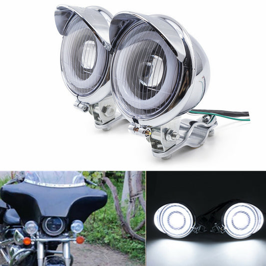 A Set LED Passing Spot Fog Light W/ Roll Cage Guard Bar Tube Mount Bracket Clamp Q