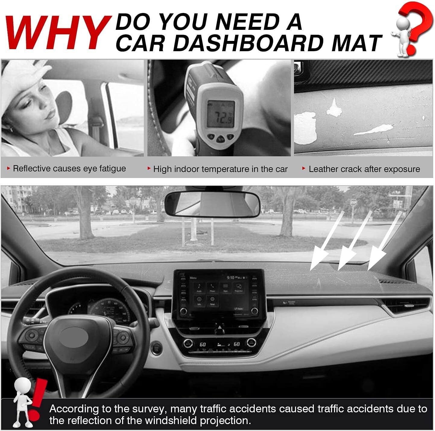 Anti-glare dashboard cover/mat accessory for 2019-2024 for Corolla . n