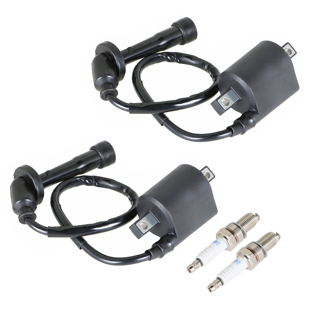 Two ignition coils and spark plugs for Yamaha V Star 650 XVS650 1998 - 2016 4VR-82320-00- n