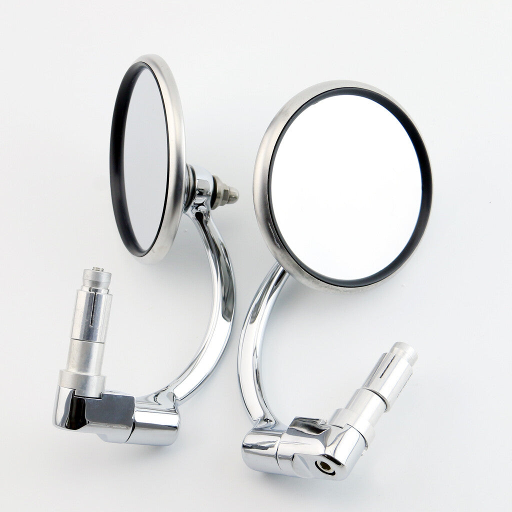 Motorcycle Side Mirrors Rearview Mirrors silver Cruiser Chopper Bobber CafeRacer