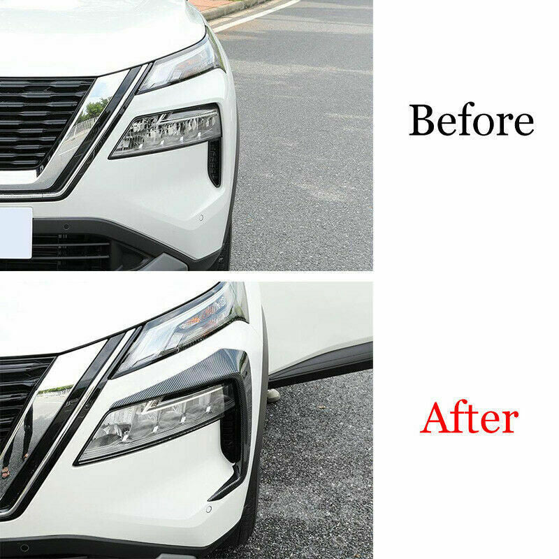 for Nissan Rogue X-Trail 2021-2023 Carbon Fiber Front Fog Light Lamp Cover Trim