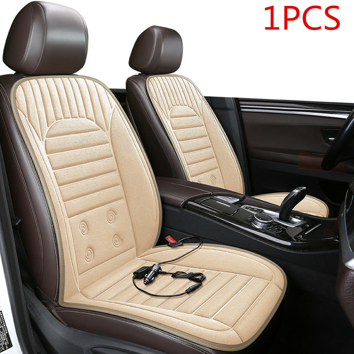 Short Plush Heated Car for Seat Cover 12V Heating Warmer Pad Chair Hot Cushion Trim
