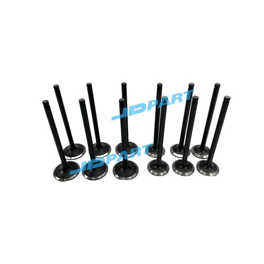 Premium 12-piece D6E intake and exhaust valve parts for Volvo diesel engines.