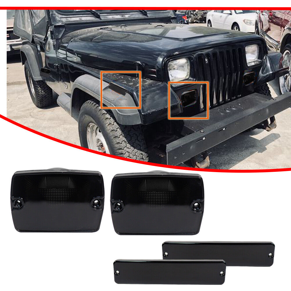 for for Jeep 1987 - 1995 for Wrangler YJ Smoked Bumper Signal Fender Side Marker Light Kit - v