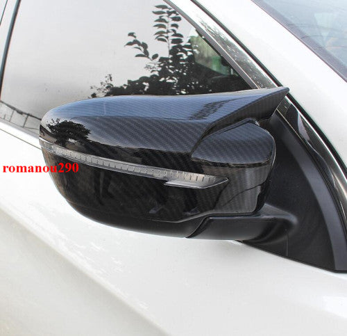 2 for Nissan Rogue 2014-2020 Carbon Fiber Exterior Ox Horn RearView Mirror Cover