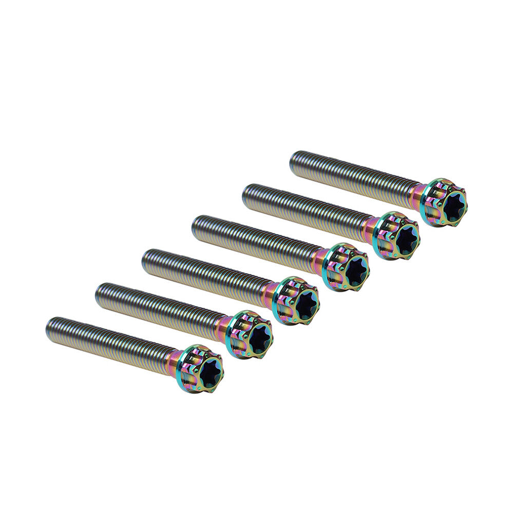 6pcs Bolts Torx Head Flange Screws M8x55mm Rainbow For Motorcycle Bike