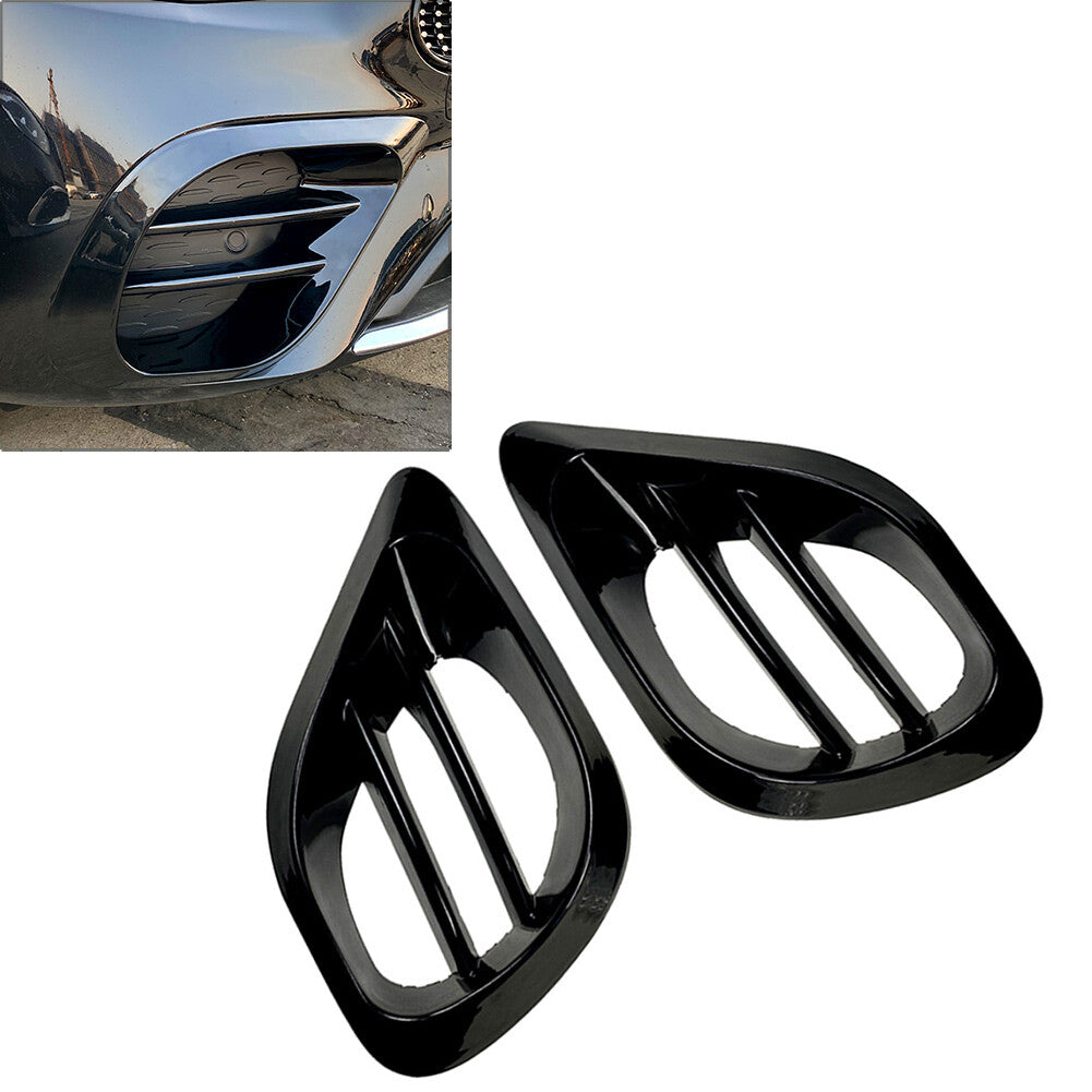 Gloss Black Front Bumper Fog Grill Air Vent Trim for Mercedes-Benz W213 E-Class