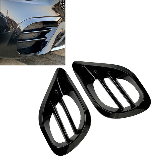 Gloss Black Front Bumper Fog Grill Air Vent Trim for Mercedes-Benz W213 E-Class