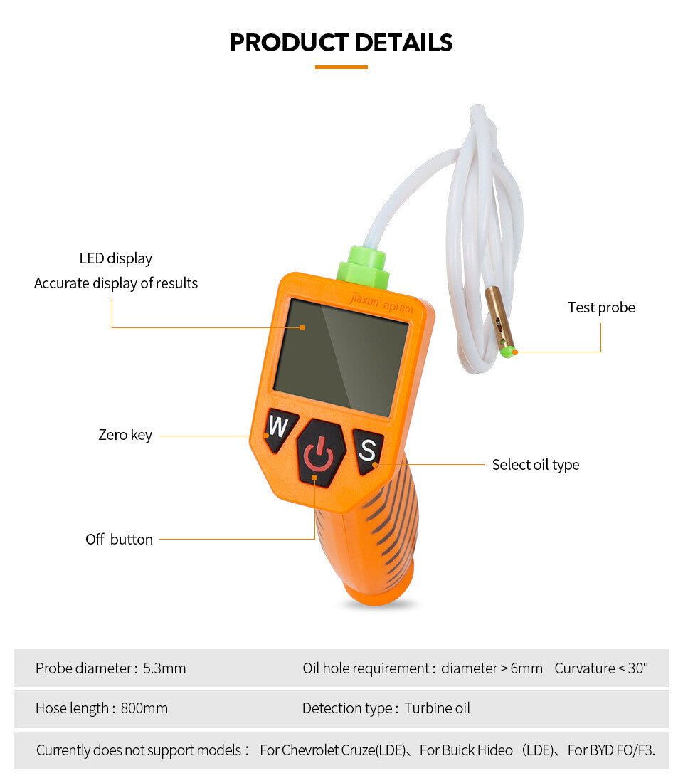 for Mini LED Display Engine Oil Tester One Button Boot Gas Quality Detecter Analyzer