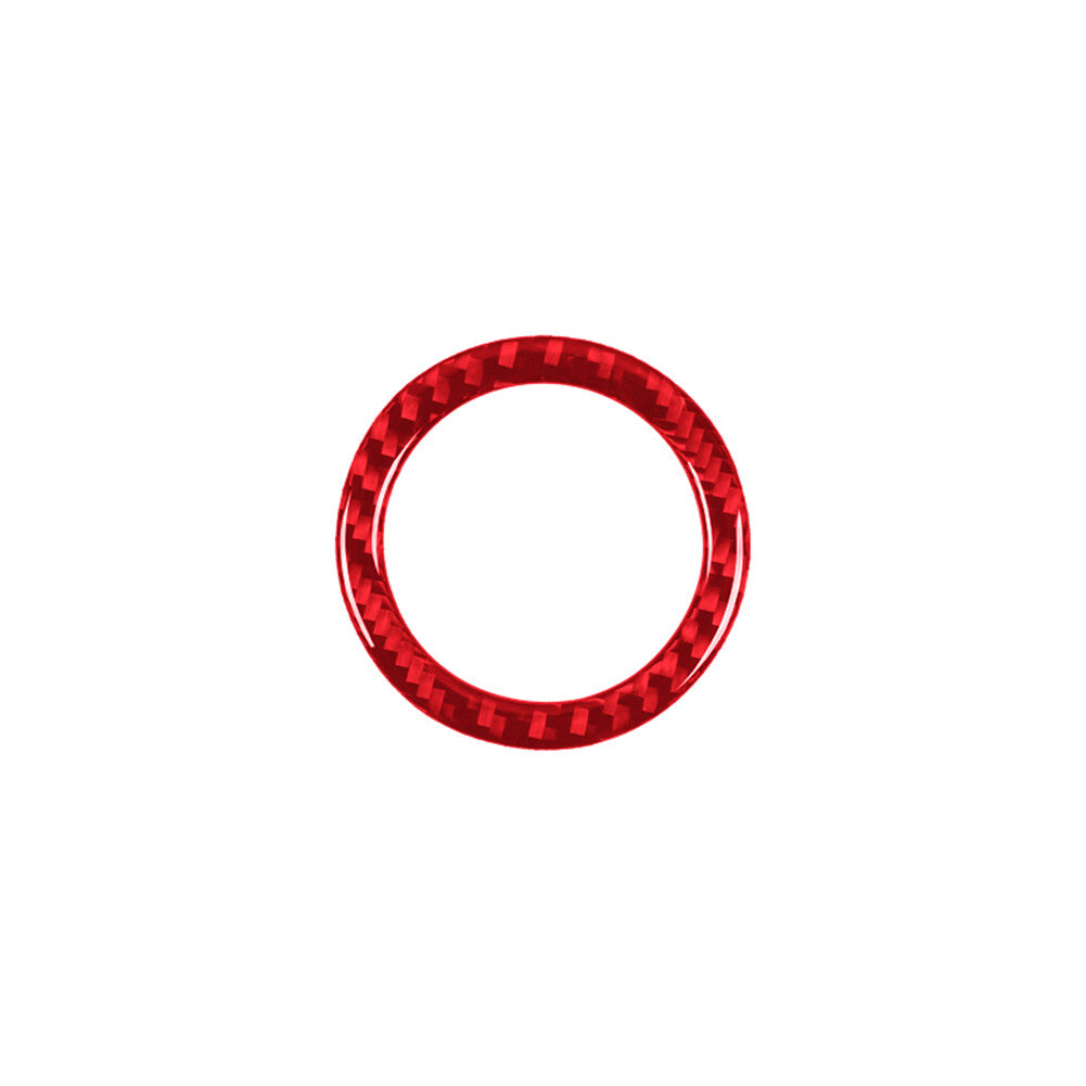 Red Carbon Fiber Headlight Button Ring Trim for Lincoln for Navigator 2007-2014
