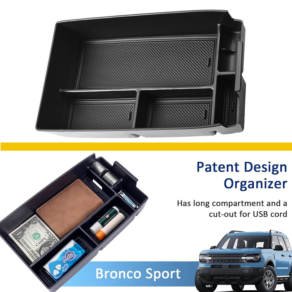 Black car center armrest storage box tray for Escape Bronco Sport 2021 - 2023 n