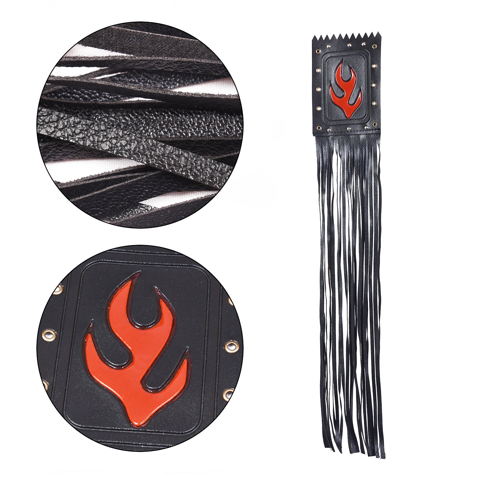 1Pair Leather Motorcycle 19 Inch Tassel Fringe Handlebars Hand Grip Covers Black