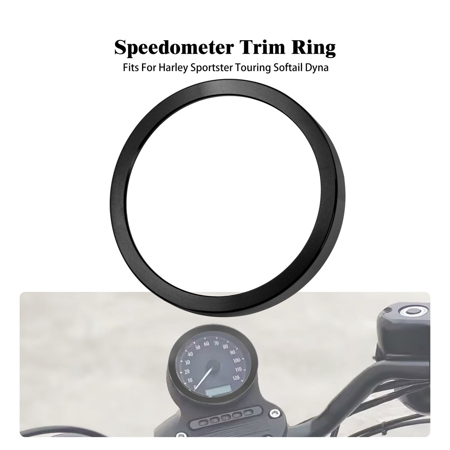 Black Speedometer Gauge Accent Trim Ring Fits for Harley Dyna Road Electra Glide