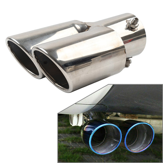 Car Steel Rear Dual Exhaust Pipe Tail Muffler Tip Square Accessories Universal Q