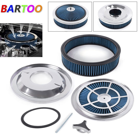 Air Cleaner Set 14 In. x 3 In. Super Flow Washable Black Air Cleaner Kit Raised Q