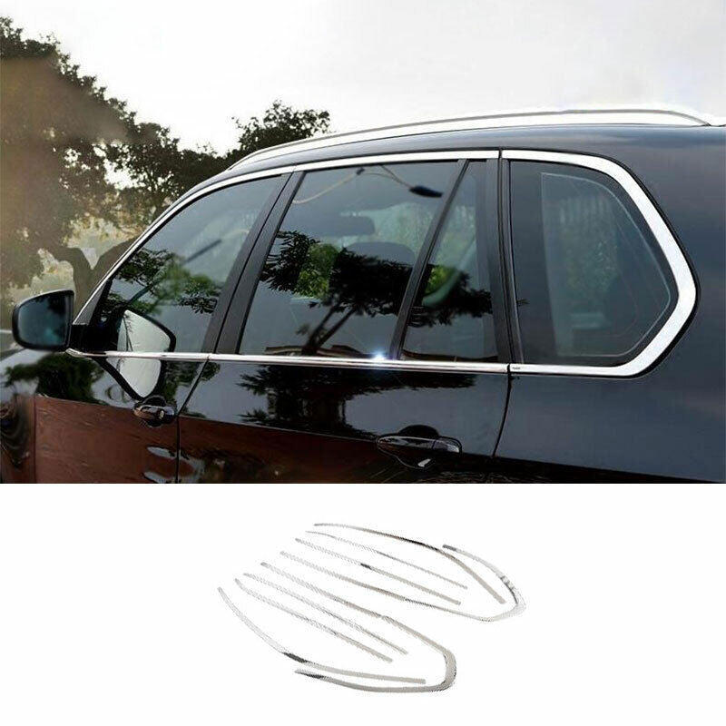 for BMW X1 F48 2016-2022 Silver Steel Windows Side Sill Molding Full Strip Trim