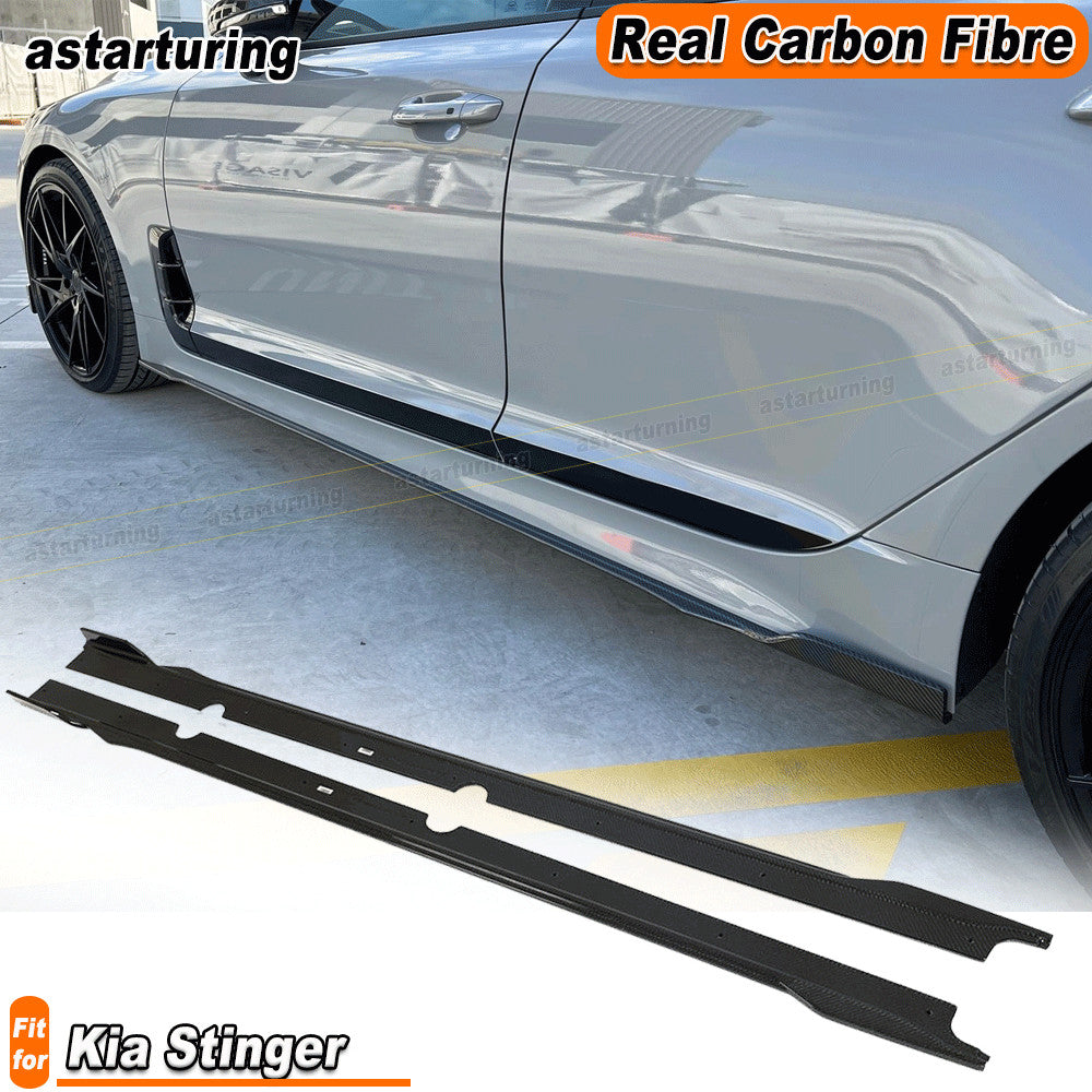 for Kia K8 Stinger GT 2018-23 Real Carbon Fiber Side Skirt Extension Lip Spoiler