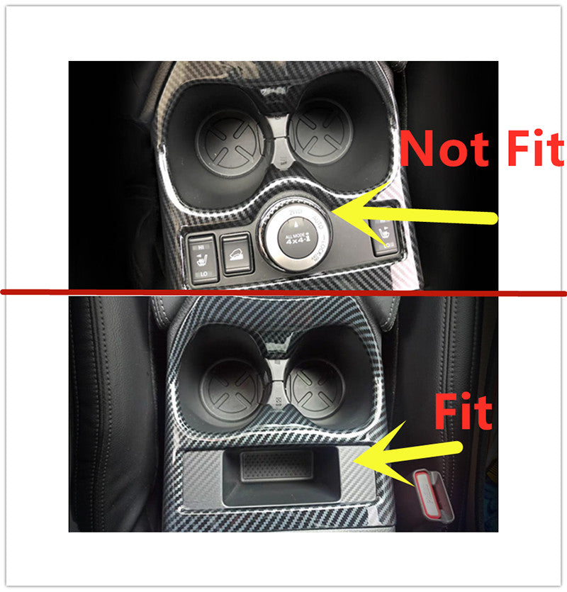 for Nissan Rogue 2014-2020 Carbon Fiber Central Console Water Cup Frame Cover 1X