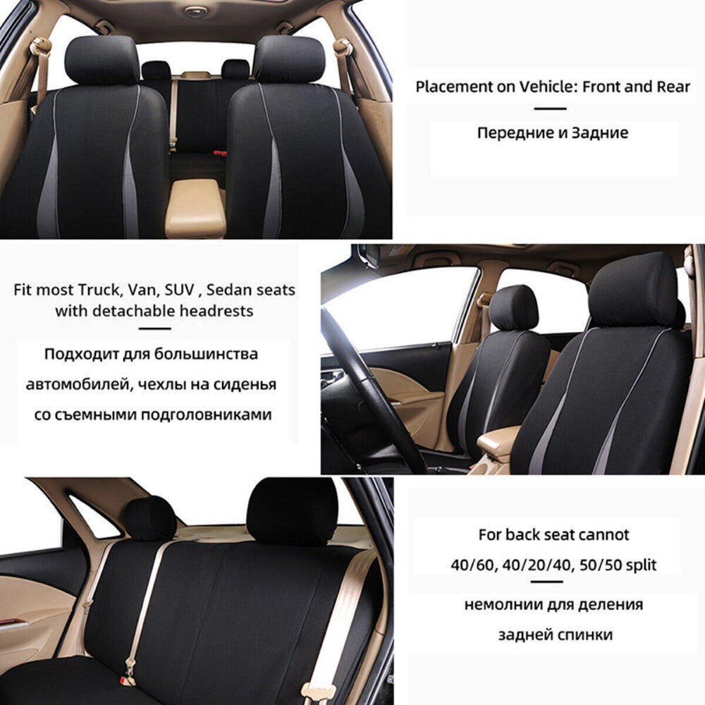 Front Rear Car for Seat Covers Protector Full Set Polyester Gray Interior Acessories n