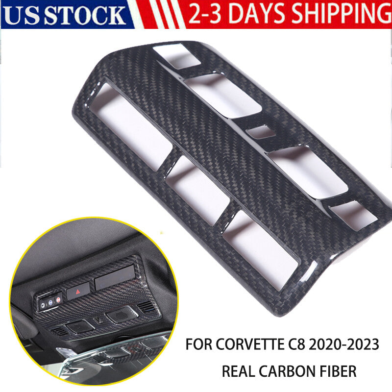 carbon fiber roof reading light button panel trim for Corvette C8 2020-2023 n