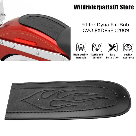 Flame Rear Fender Bib PU Leather Solo for Seat Black Fits for Harley Dyna Wide Glide Q