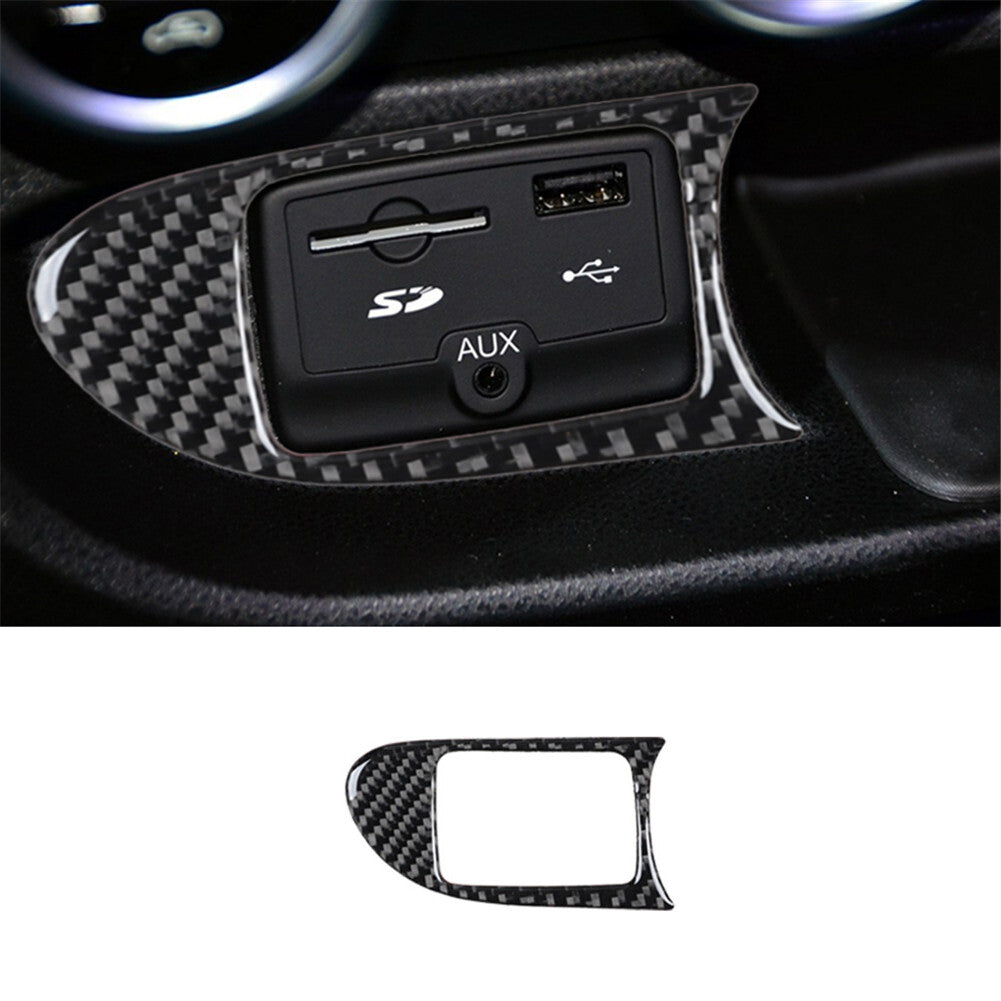 Carbon Fiber USB/AUX Input Panel Trim for Fiat 500L 2014-2017
