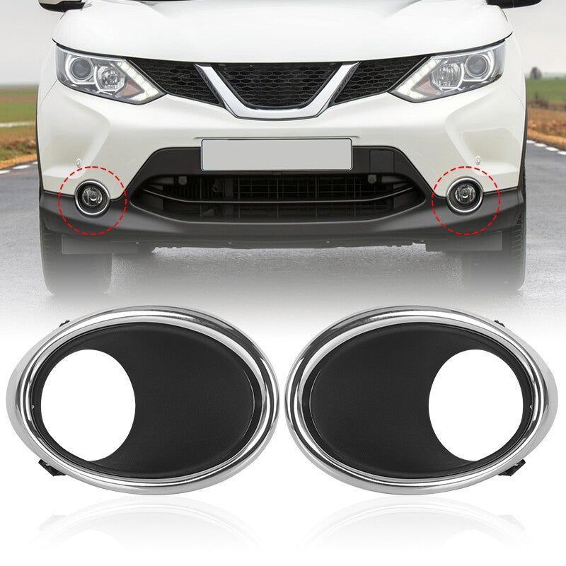 1Pair Front Fog Light Lamp Cover Trim Bezel Fit For 2014-2017 for Nissan Qashqai J11