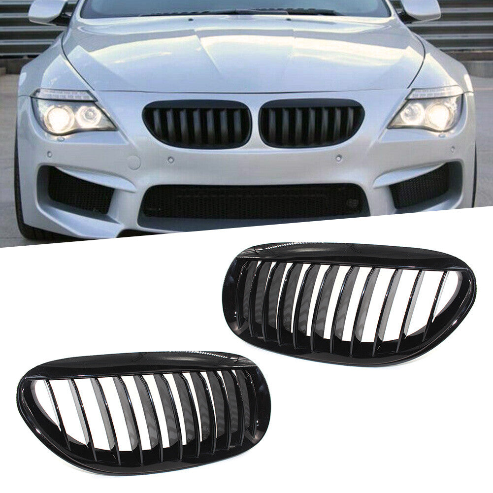 1 Pair Front Kidney Bumper Grille Fit for BMW E63 E64 650i M6 2004-2010 2005