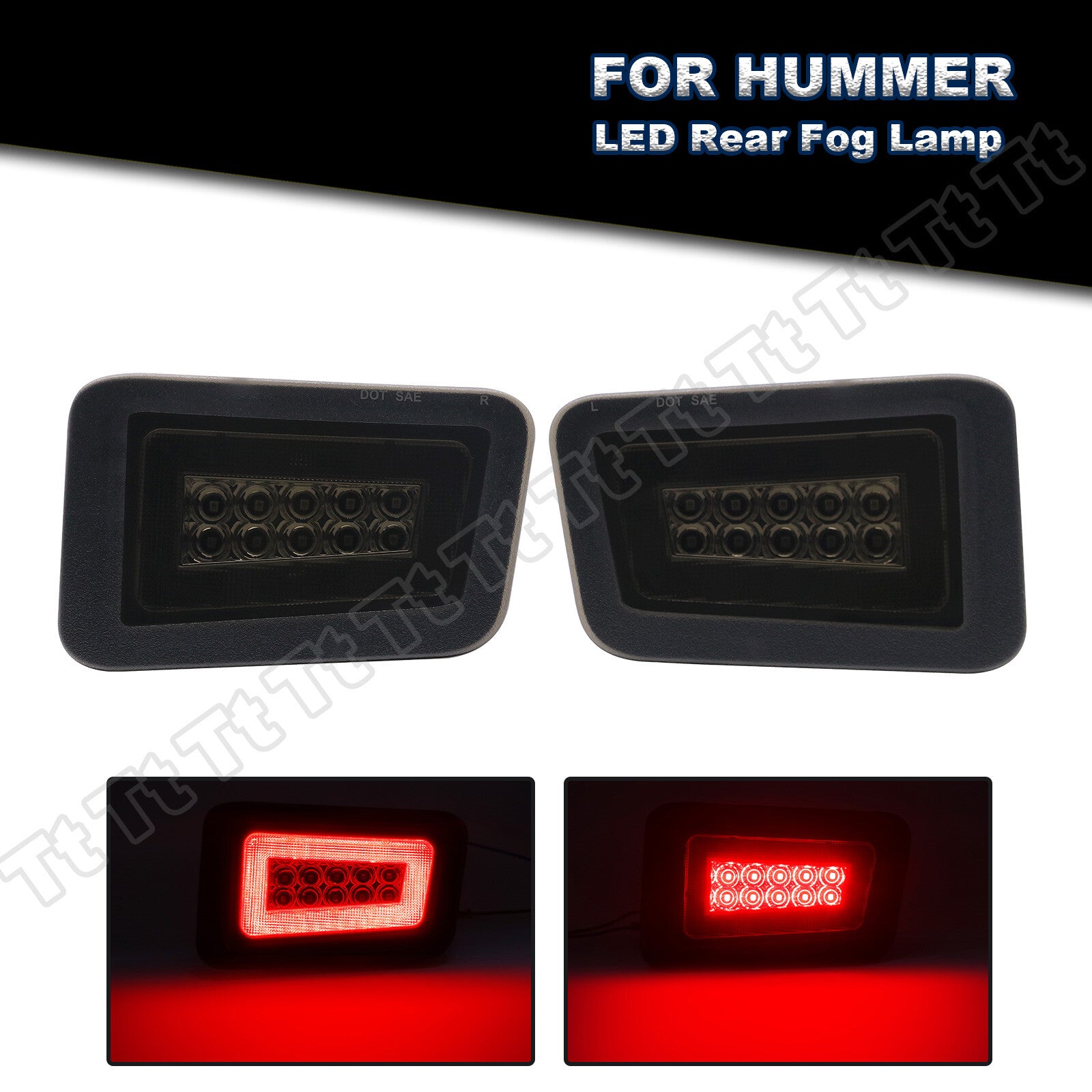For 2005 - 09 for Hummer H2 LED Rear Bumper Fog Turn Signal Brake Tail Light Smoked 2x- v