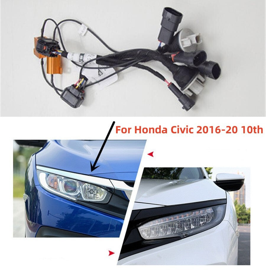 Car Headlight Adapter Wire Harness Halogen to For 2016-20 for Honda for Civic 10th Q