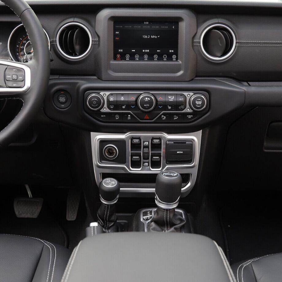 For 18-23 for Jeep for Wrangler JL Silver Window Control Switch Button Panel Cover Trim v