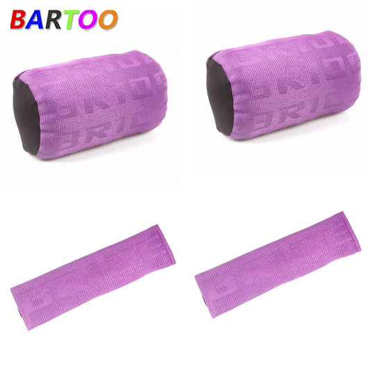 Purple New 2 Pairs Neck Headrest Pillow + Car for Seat Belt Cover Set Q