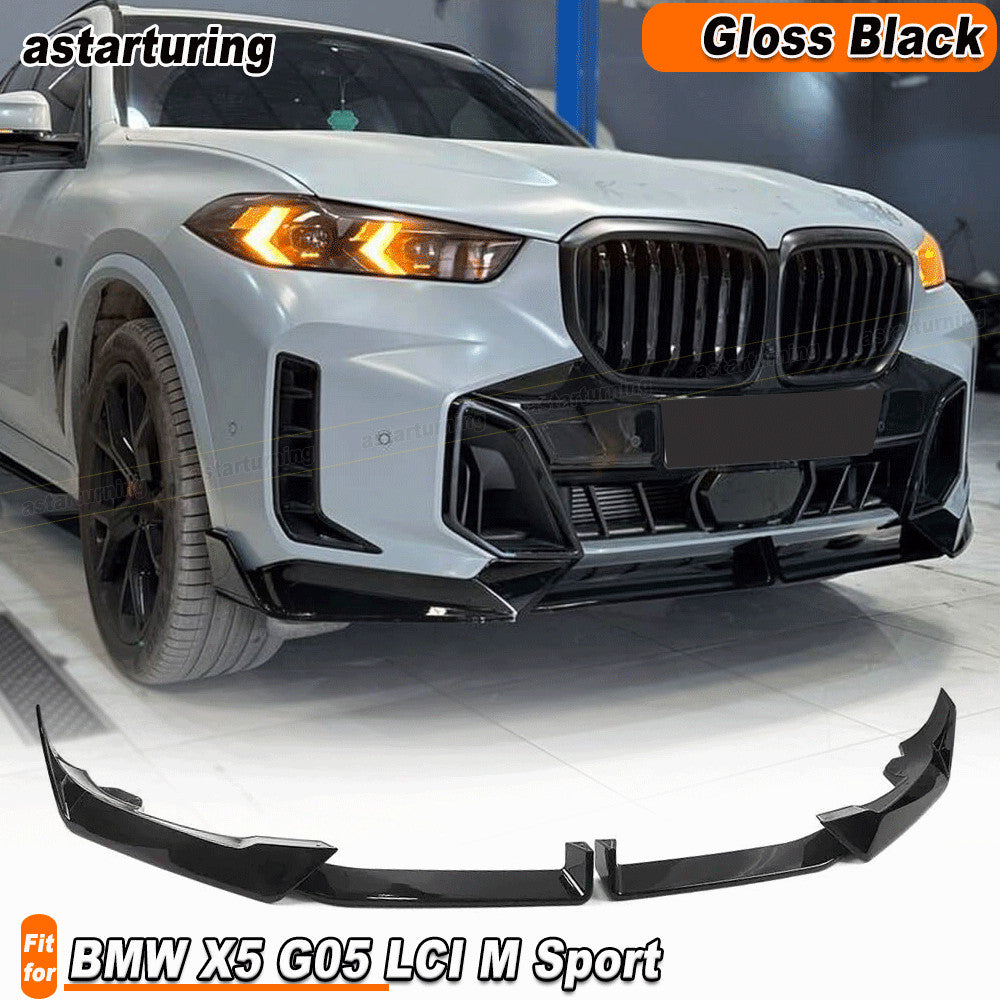 for BMW X5 G05 LCI M Sport 2023-2024 Gloss Black Front Bumper Chin Lip Spoiler