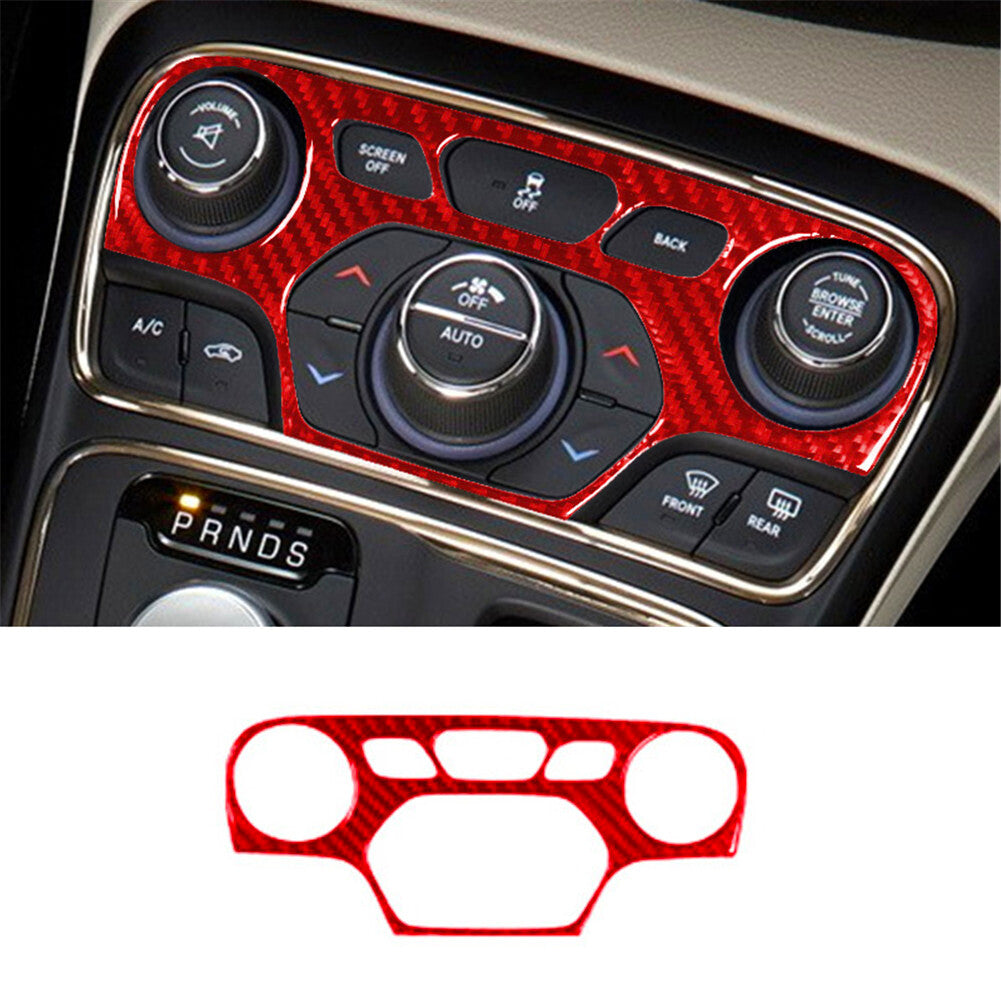 Red carbon fiber interior climate control cover trim for Chrysler 200 2015-2017