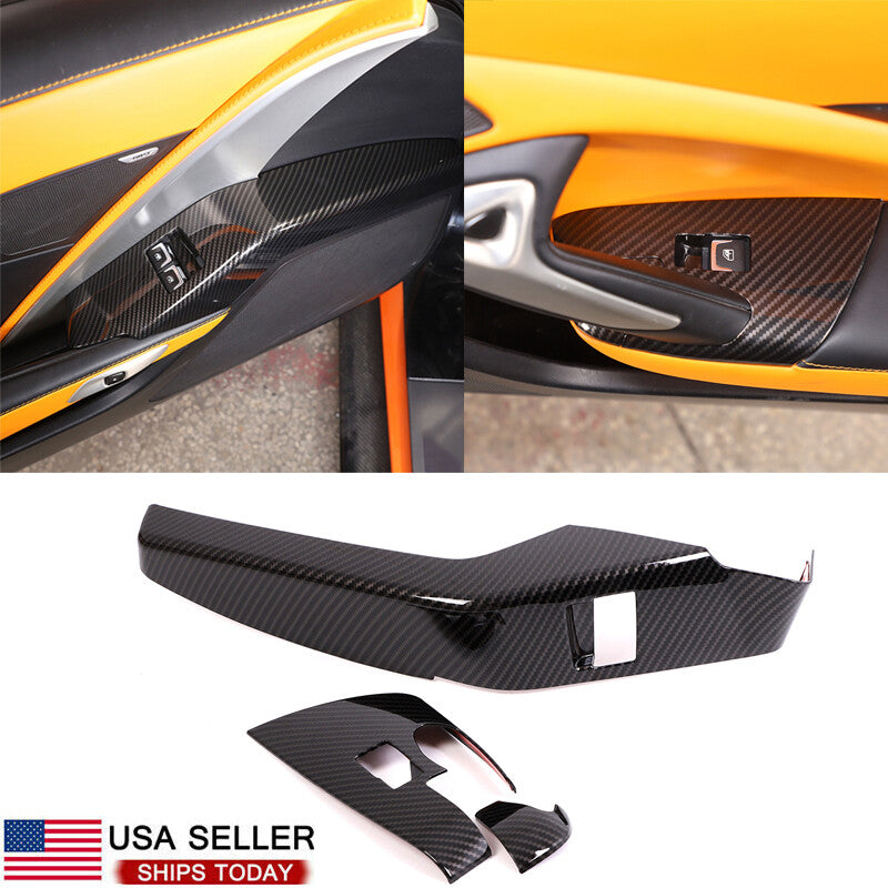 Carbon fiber interior window lift switch panel cover for Corvette C7 2014-19 ABS- n
