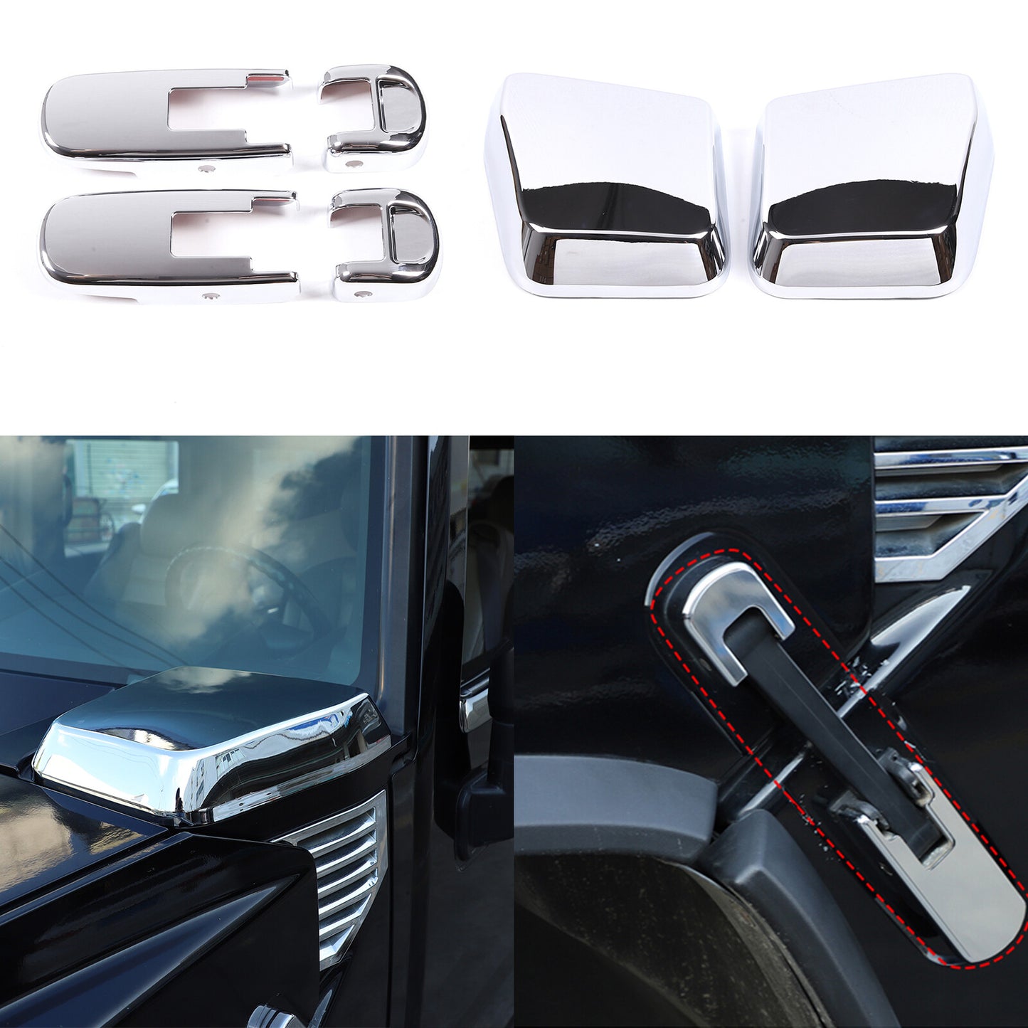 CHROME Front Hood Top and Side Hinged Cover Trim Set for HUMME-R H2 2003-2009