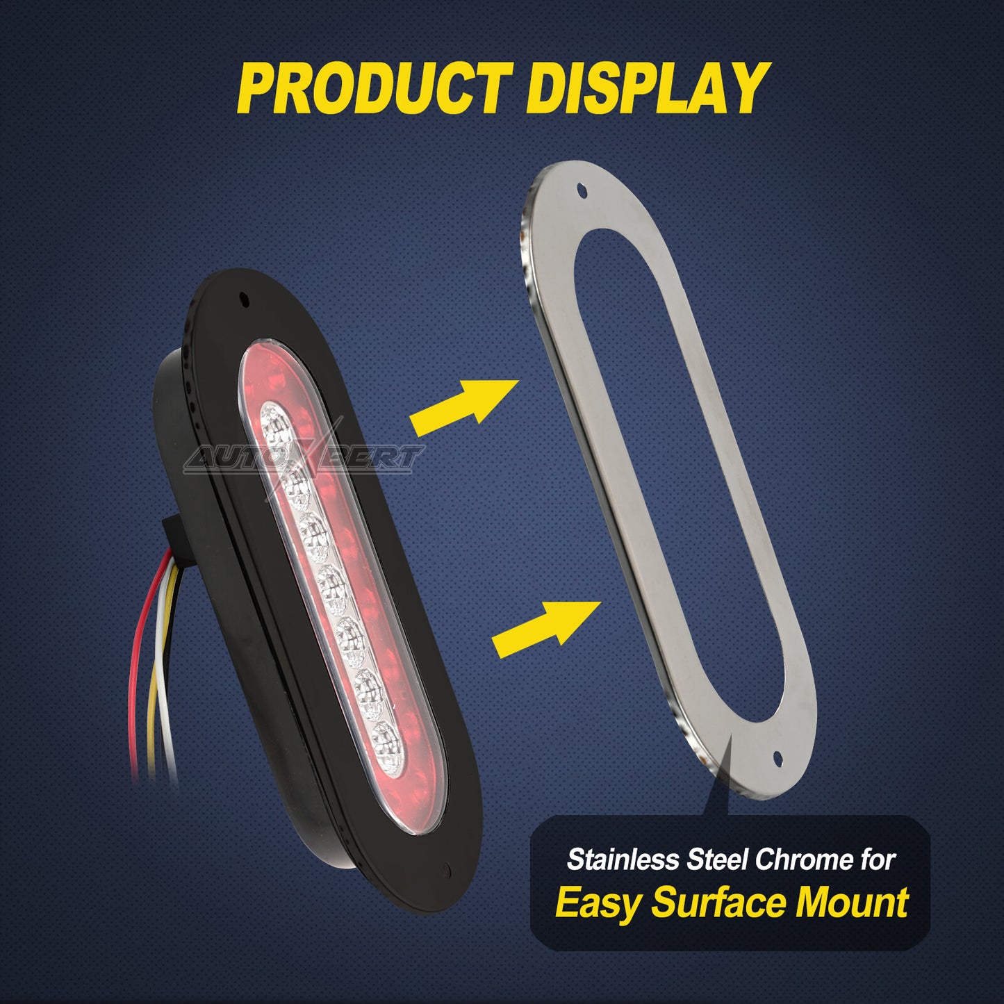 2x Oval 12V LED Red Tail Lamp Reverse Brake Rear Fog light Trailer Truck Caravan