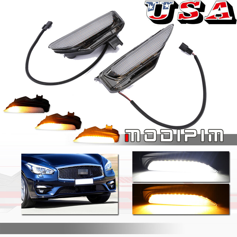 for Infiniti Q50 Q50S Sport 2014 - 20 Fog Turn Signal Light Front Bumper LED Light - v